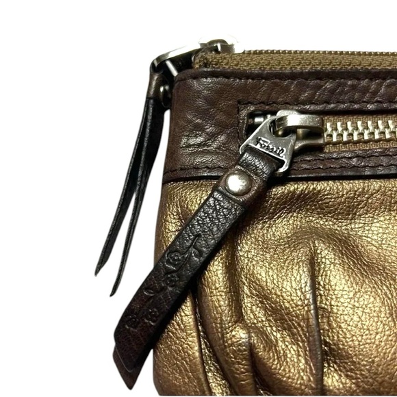 Fossil metallic bronze pleated leather zip wallet - Picture 2 of 9